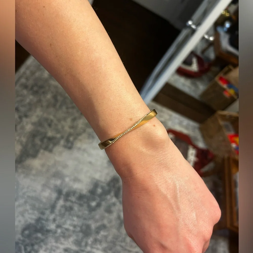 Gold Kate Spade Accented Twisted Bangle Bracelet - Picture 7 of 9